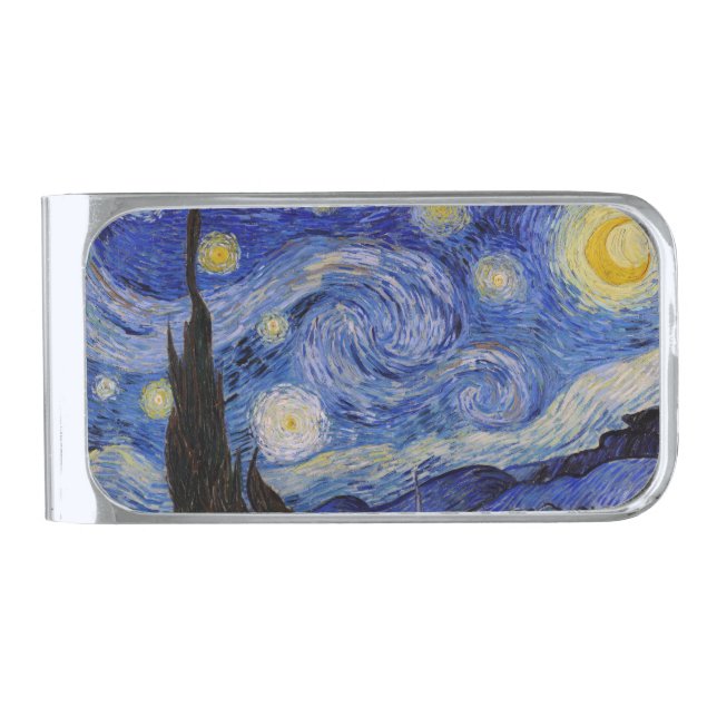 Vincent Van Gogh - The Starry night Silver Finish Money Clip (Front)