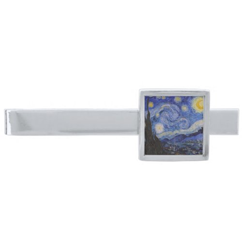 Vincent Van Gogh _ The Starry night Silver Finish Tie Bar