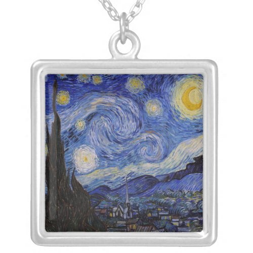 Vincent Van Gogh _ The Starry night Silver Plated Necklace