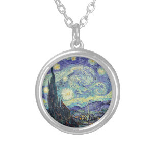Vincent Van Gogh The Starry Night Silver Plated Necklace