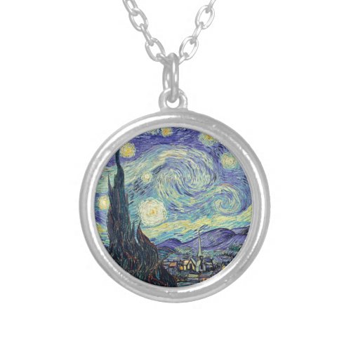 Vincent Van Gogh The Starry Night  Silver Plated Necklace