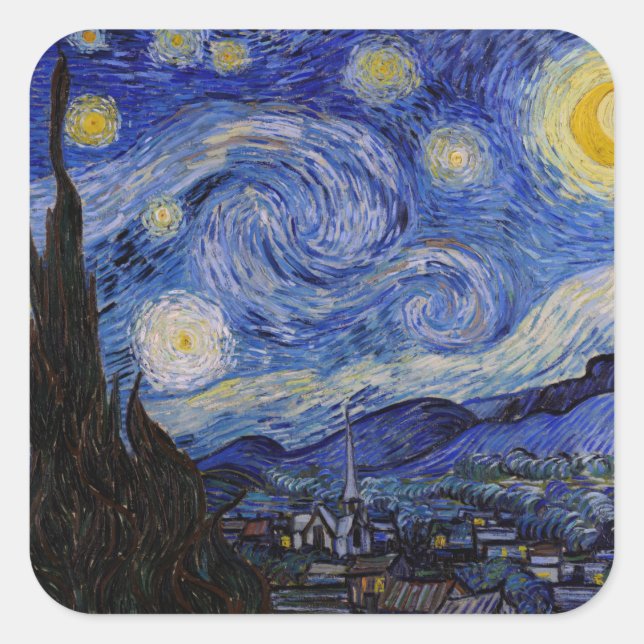 Vincent Van Gogh - The Starry night Square Sticker (Front)