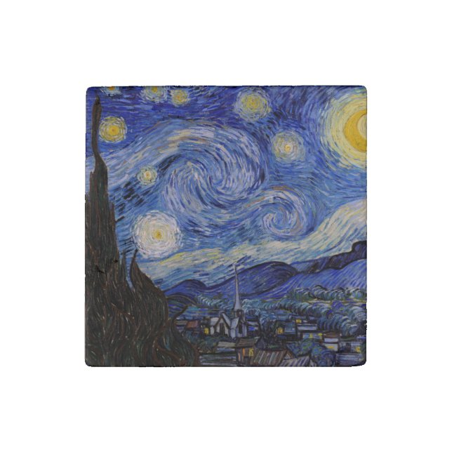 Vincent Van Gogh - The Starry night Stone Magnet (Front)