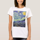 Vincent Van Gogh The Starry Night   T-Shirt<br><div class="desc">Vincent Van Gogh The Starry Night. This is an old masterpiece from the dutch master painter Vincent Van Gogh was a dutch post impressionist painter. Night Landscape. There is a tree in the foreground. The city is in the middle ground. Mountains in the background. There is a moon in the...</div>