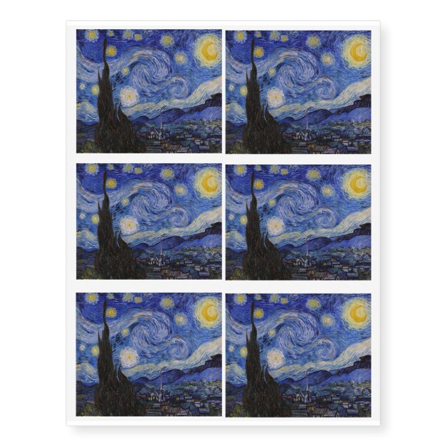 Vincent Van Gogh - The Starry night Temporary Tattoos (Front)