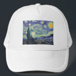 Vincent Van Gogh The Starry Night   Trucker Hat<br><div class="desc">Vincent Van Gogh The Starry Night. This is an old masterpiece from the dutch master painter Vincent Van Gogh was a dutch post impressionist painter. Night Landscape. There is a tree in the foreground. The city is in the middle ground. Mountains in the background. There is a moon in the...</div>