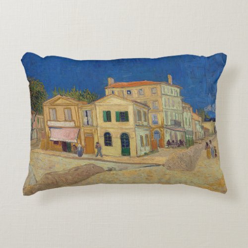 Vincent van Gogh _ The Yellow House  The Street Accent Pillow