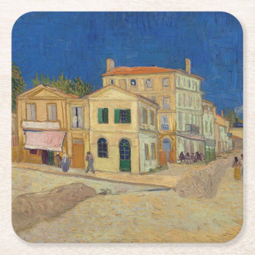 Vincent van Gogh _ The Yellow House  The Street Square Paper Coaster