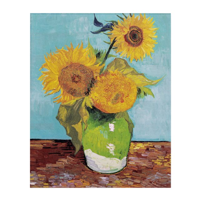 Vincent Van Gogh - Three Sunflowers in a Vase Acrylic Print (Front)