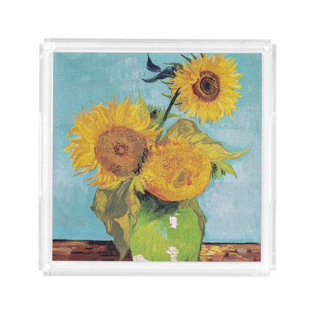Vincent Van Gogh - Three Sunflowers in a Vase Acrylic Tray (Front)