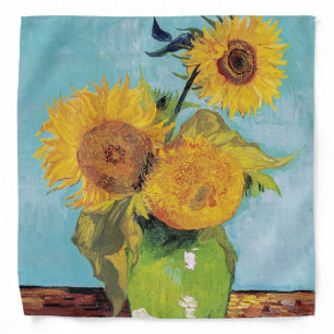 Vincent Van Gogh - Three Sunflowers in a Vase Bandana
