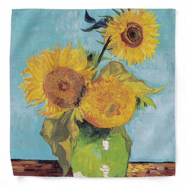 Vincent Van Gogh - Three Sunflowers in a Vase  Bandana (Front)