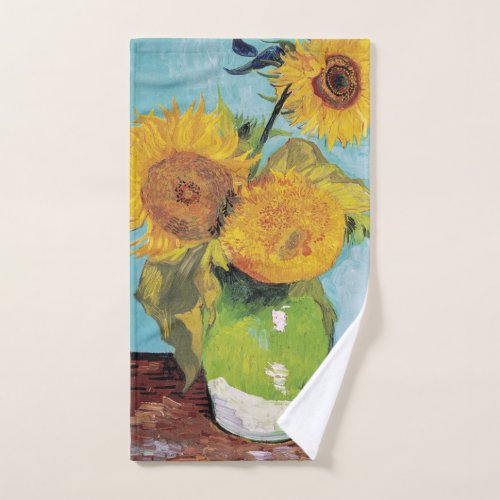 Vincent Van Gogh _ Three Sunflowers in a Vase Bath Towel Set