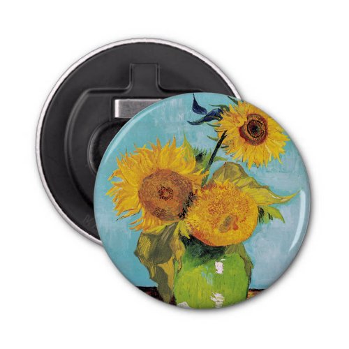 Vincent Van Gogh _ Three Sunflowers in a Vase Bottle Opener