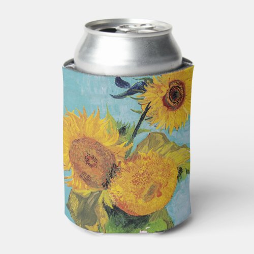 Vincent Van Gogh _ Three Sunflowers in a Vase Can Cooler