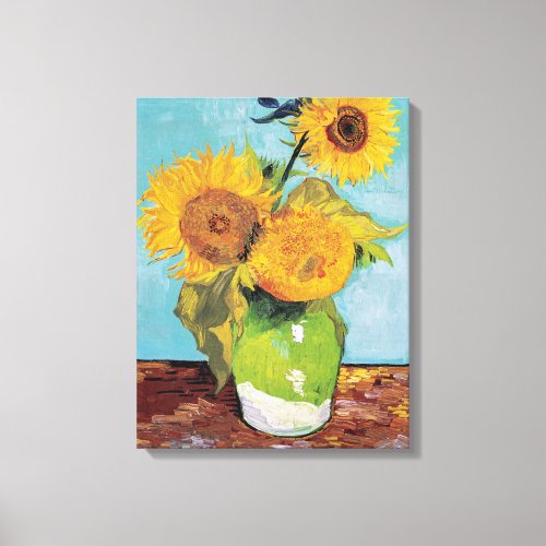 Vincent Van Gogh _ Three Sunflowers in a Vase Canvas Print