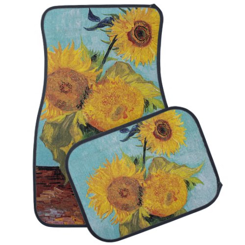 Vincent Van Gogh _ Three Sunflowers in a Vase Car Floor Mat