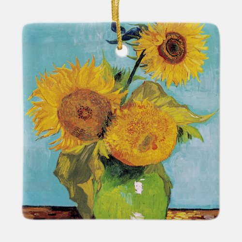 Vincent Van Gogh _ Three Sunflowers in a Vase Ceramic Ornament