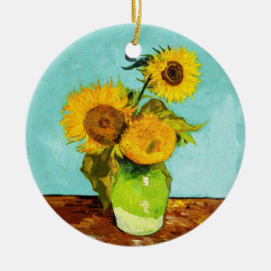 Vincent Van Gogh Three Sunflowers In A Vase Ceramic Ornament