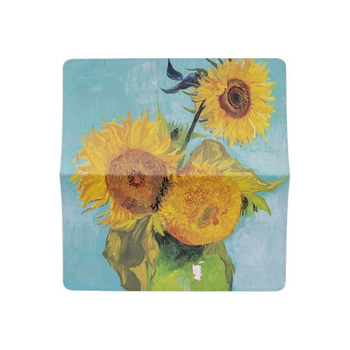 Vincent Van Gogh _ Three Sunflowers in a Vase Checkbook Cover