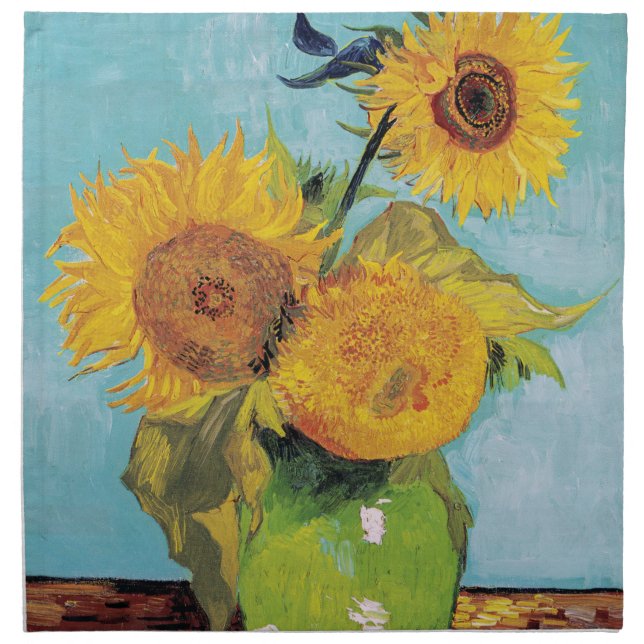 Vincent Van Gogh - Three Sunflowers in a Vase Cloth Napkin (Front)