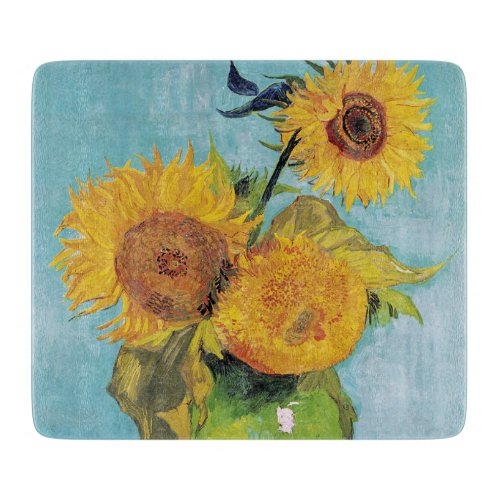 Vincent Van Gogh _ Three Sunflowers in a Vase Cutting Board