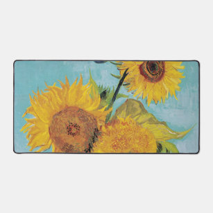 Vincent Van Gogh - Three Sunflowers in a Vase Desk Mat