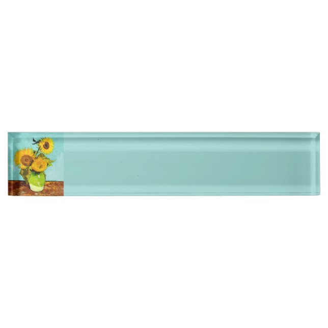 Vincent Van Gogh Three Sunflowers In A Vase Desk Name Plate (Front)