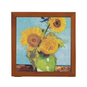 Vincent Van Gogh - Three Sunflowers in a Vase Desk Organizer