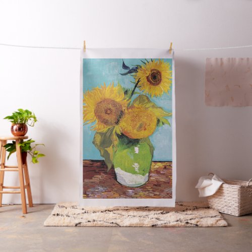 Vincent Van Gogh _ Three Sunflowers in a Vase Fabric