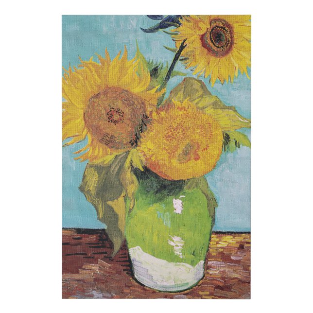 Vincent Van Gogh - Three Sunflowers in a Vase Faux Canvas Print (Front)