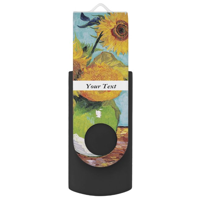 Vincent Van Gogh - Three Sunflowers in a Vase Flash Drive (Front Vertical)