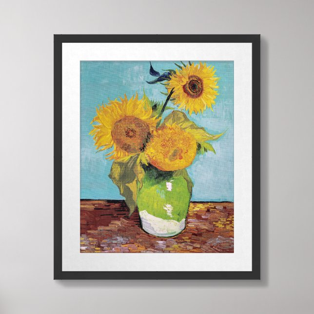 Vincent Van Gogh - Three Sunflowers in a Vase Framed Art (Framed Front)