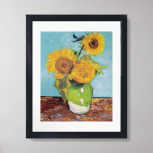 Vincent Van Gogh - Three Sunflowers in a Vase Framed Art