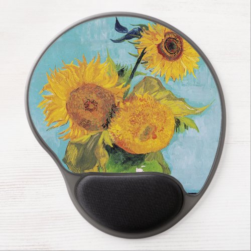 Vincent Van Gogh _ Three Sunflowers in a Vase Gel Mouse Pad