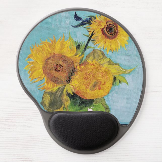 Vincent Van Gogh - Three Sunflowers in a Vase Gel Mouse Pad (Front)