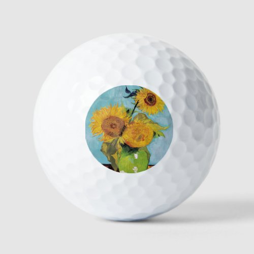 Vincent Van Gogh _ Three Sunflowers in a Vase Golf Balls