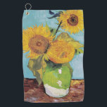 Vincent Van Gogh - Three Sunflowers in a Vase Golf Towel<br><div class="desc">Three Sunflowers in a Vase / Vase avec trois tournesols - Vincent Van Gogh,  August 1888 - Sunflowers 1888 first version (F453)</div>