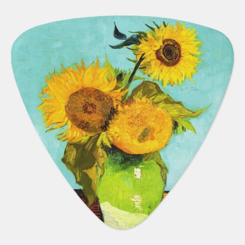 Vincent Van Gogh Three Sunflowers In A Vase Guitar Pick