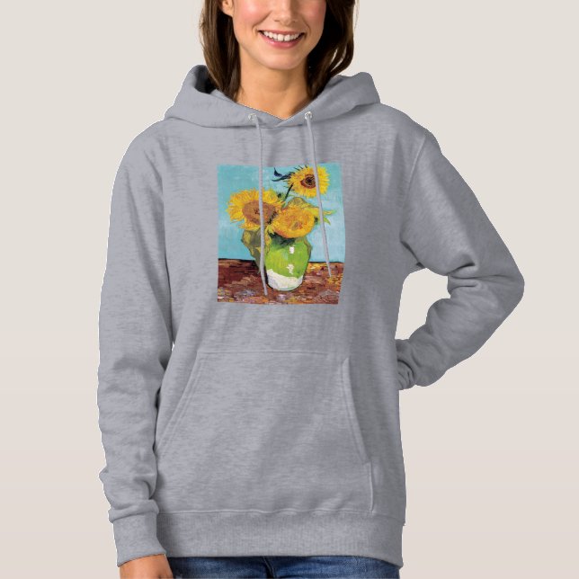 Vincent Van Gogh - Three Sunflowers in a Vase Hoodie (Front)
