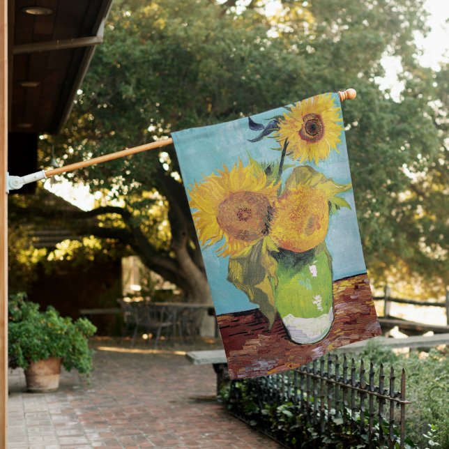 Vincent Van Gogh - Three Sunflowers in a Vase House Flag (In SItu)