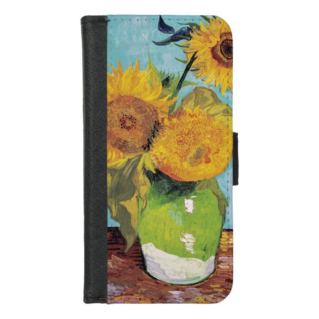 Vincent Van Gogh - Three Sunflowers in a Vase iPhone Wallet Case (Front)
