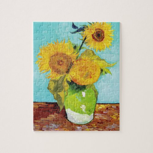 Vincent Van Gogh Three Sunflowers In a Vase Jigsaw Puzzle