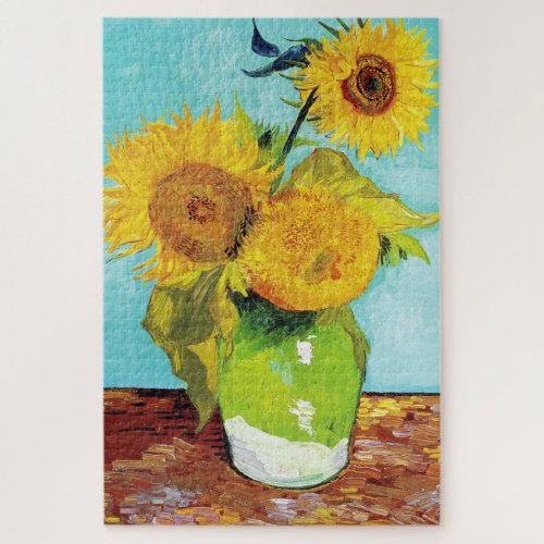 Vincent Van Gogh Three Sunflowers In a Vase Jigsaw Puzzle