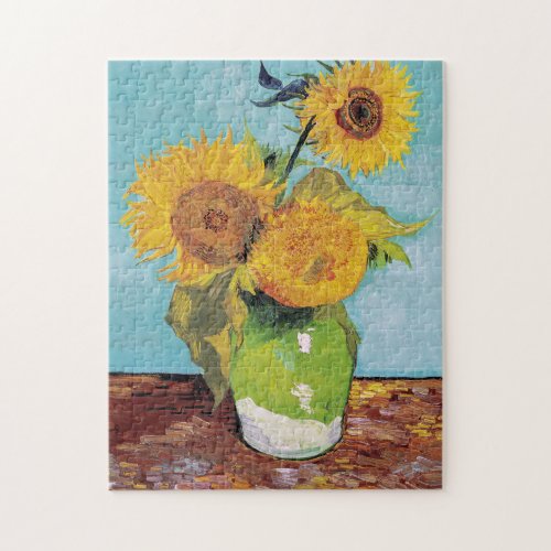 Vincent Van Gogh _ Three Sunflowers in a Vase Jigsaw Puzzle