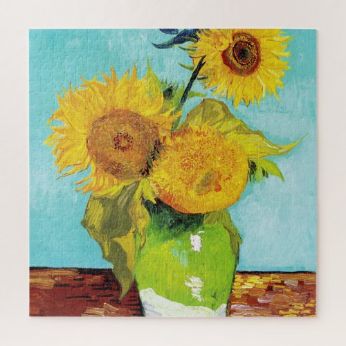 Vincent Van Gogh Three Sunflowers In a Vase Jigsaw Puzzle