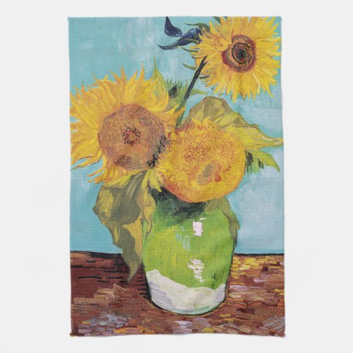 Vincent Van Gogh _ Three Sunflowers in a Vase Kitchen Towel