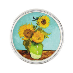 Vincent Van Gogh Three Sunflowers In A Vase Lapel Pin