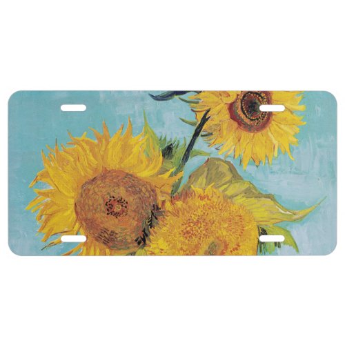 Vincent Van Gogh _ Three Sunflowers in a Vase License Plate