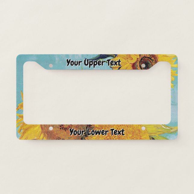 Vincent Van Gogh - Three Sunflowers in a Vase License Plate Frame (Front)